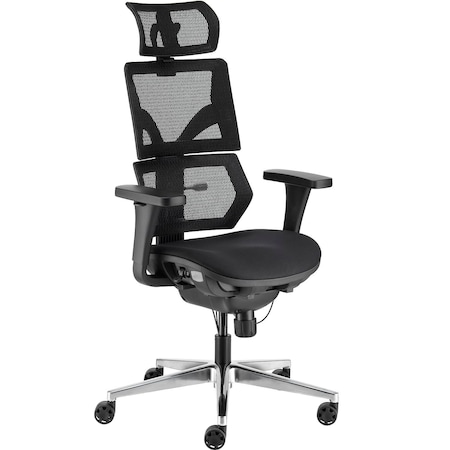 Interion By Global Industrial Interion Mesh Back Chair with Seat Slider & Headrest, Black 695979